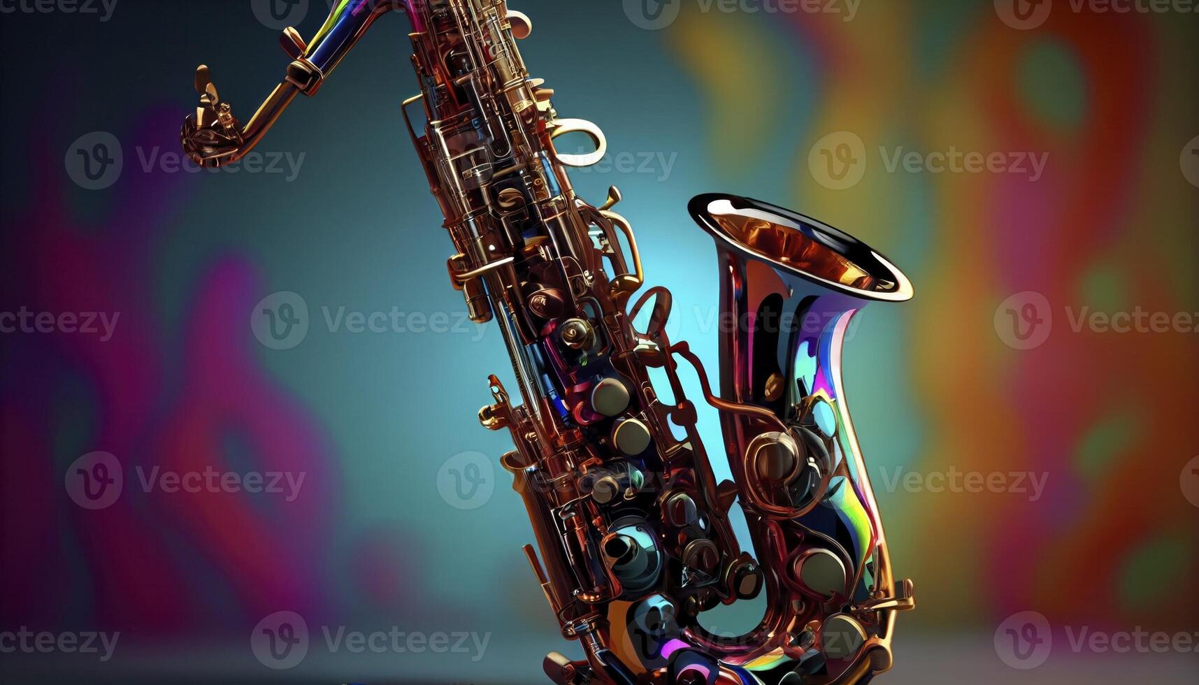 beautiful saxophone with magical splash texture for music banner festival photo