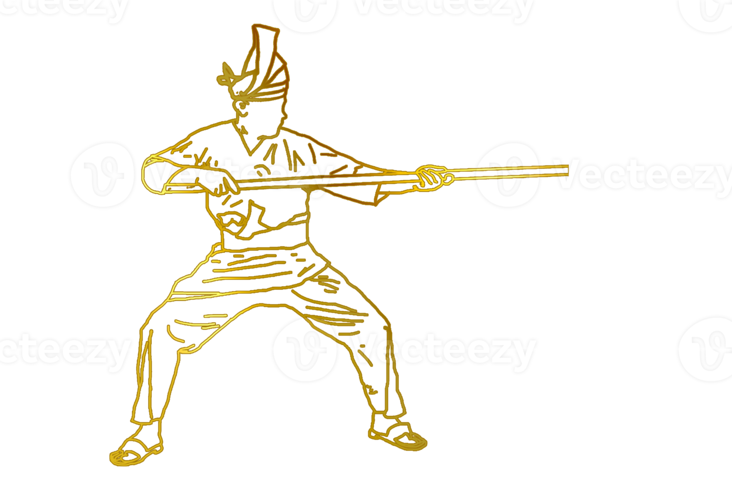 man practice martial art with rattan stick icon png