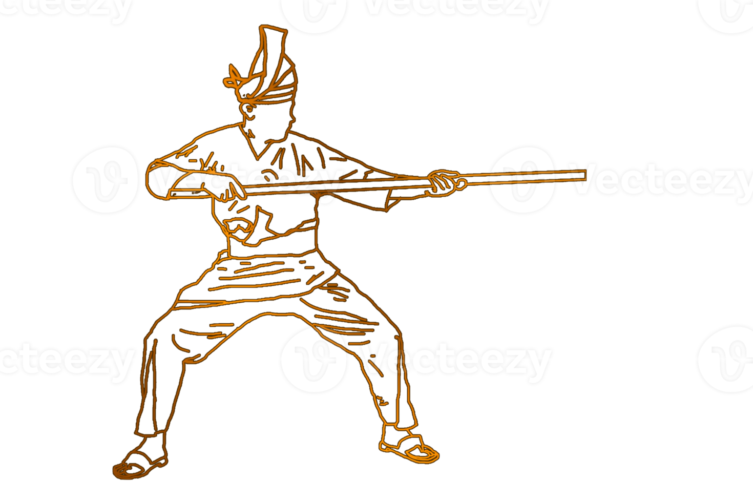 man practice silat with rattan stick - had element gold png