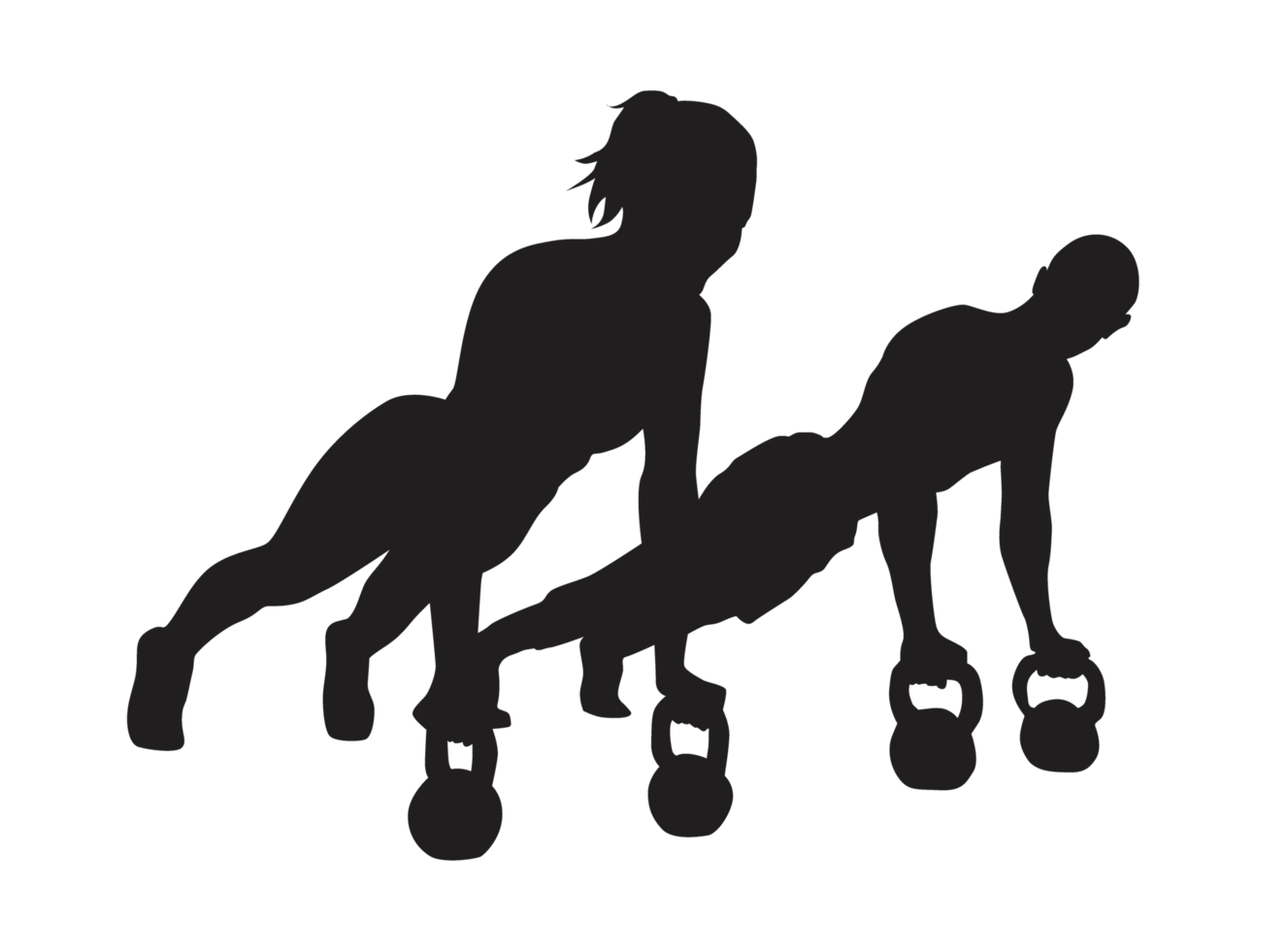 Silhouettes of Couple people doing Sport, fitness, gymnastics, gym png