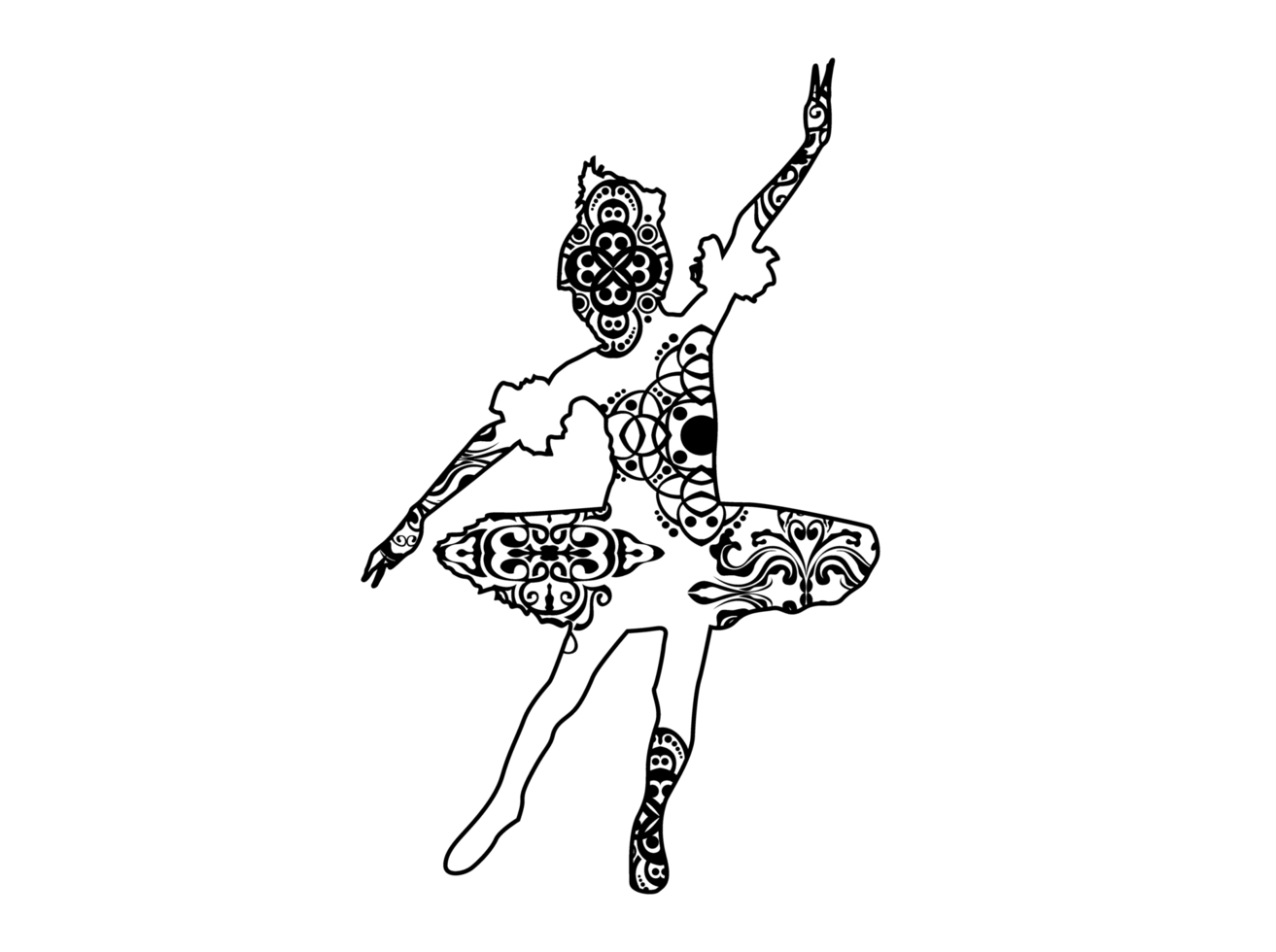 Female Ballet Dancer Mandala Ornament png