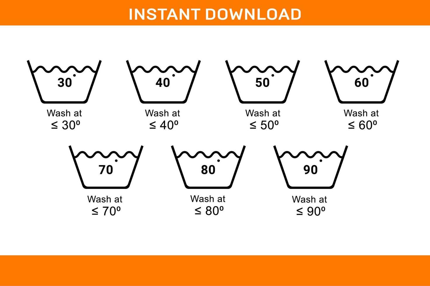 WASHING SYMBOLS FULL SET VECTOR DESIGNBlank dieline template