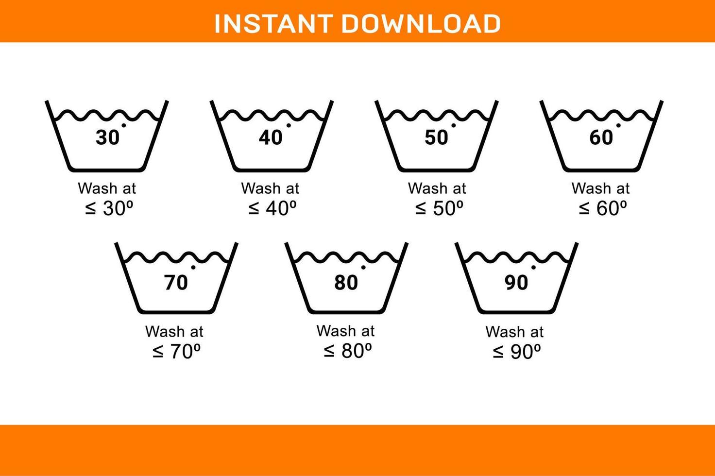 WASHING SYMBOLS FULL SET VECTOR DESIGNBlank dieline template