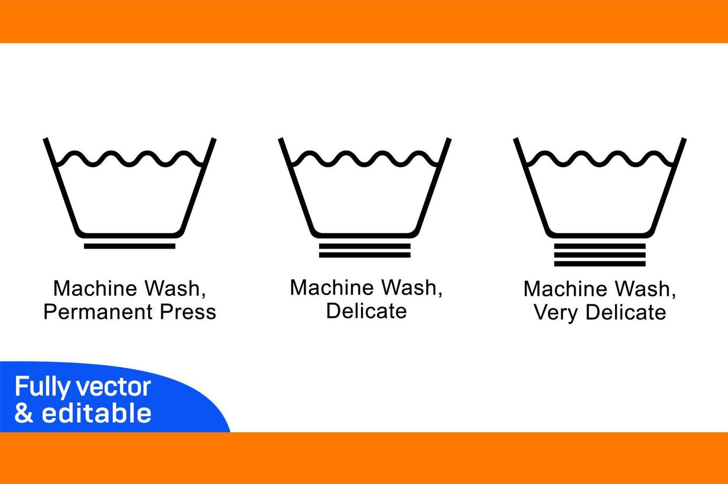 Machine WASHING SYMBOLS FULL SET VECTOR DESIGN