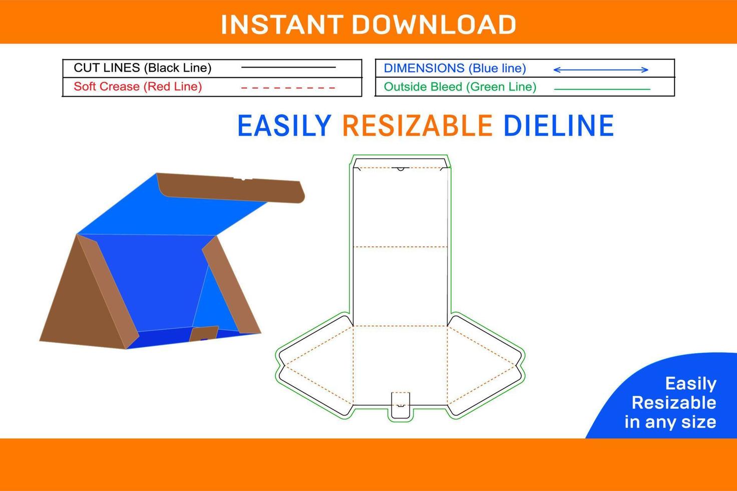 regalo triángulo caja dieline modelo y 3d caja diseño caja dieline y 3d caja vector