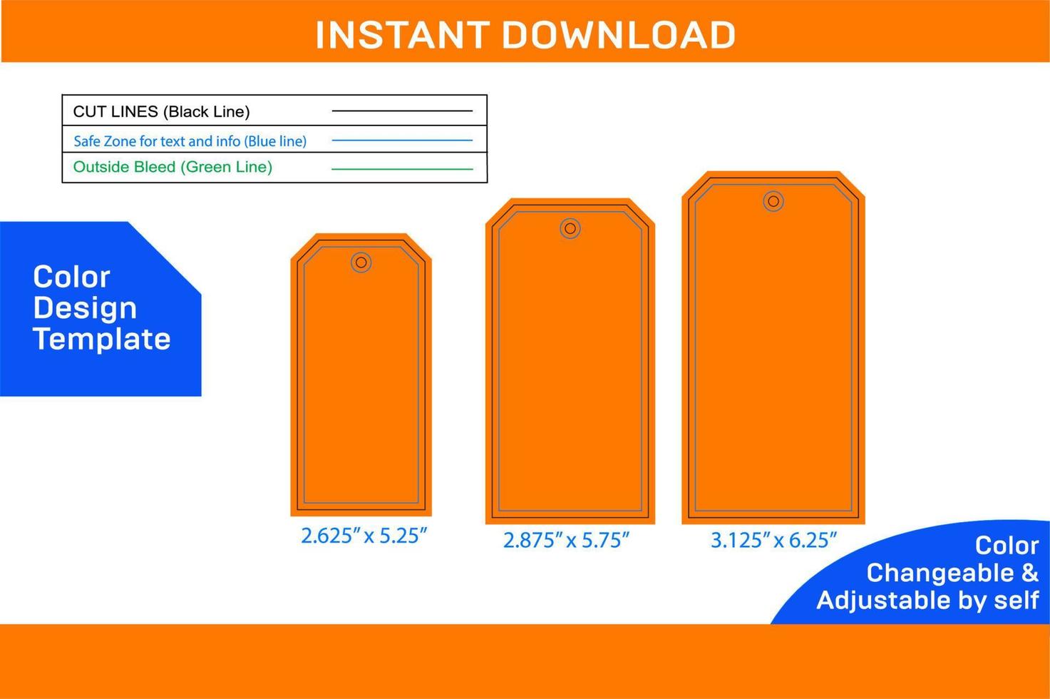 Medium size different Custom Tag dieline template Color Design Template 22726216 Vector Art at