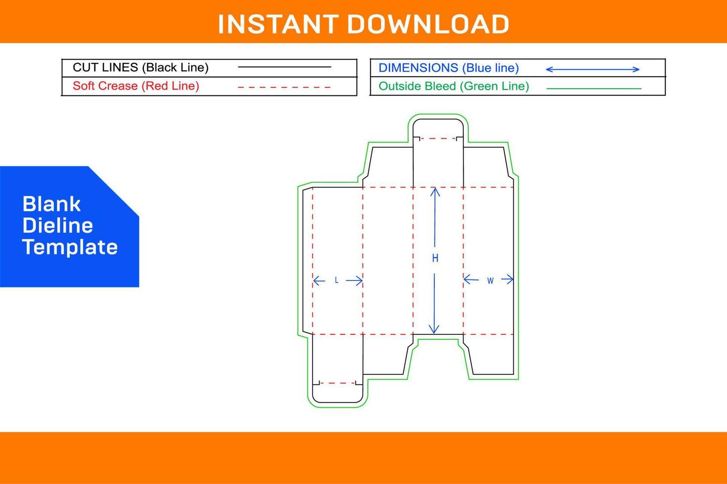 Reverse tuck end Square folding box Dieline template and 3D Box design Blank dieline template vector