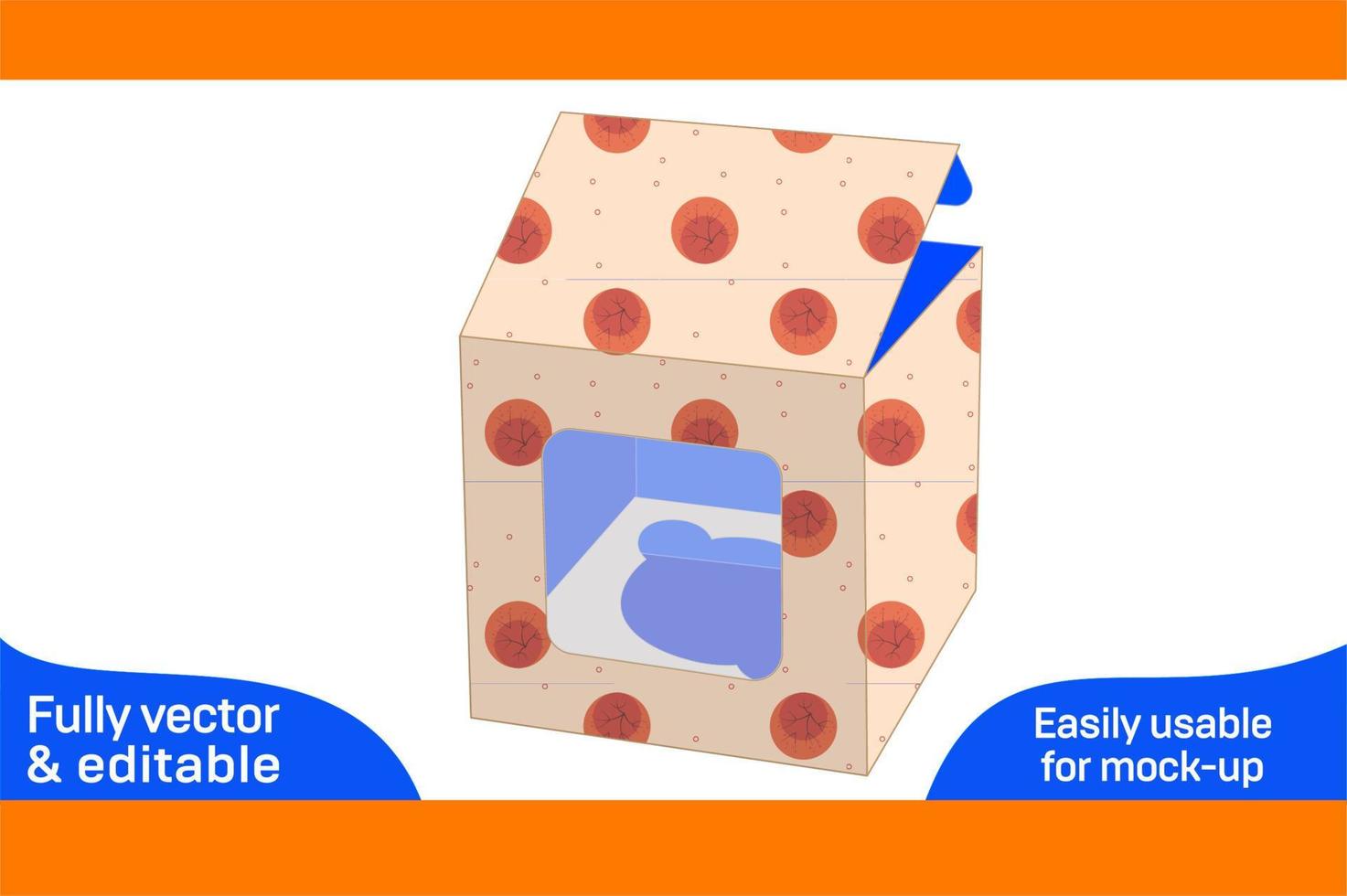 pastel caja cuadrada monitor pastel caja dieline modelo y 3d caja diseño 3d caja vector