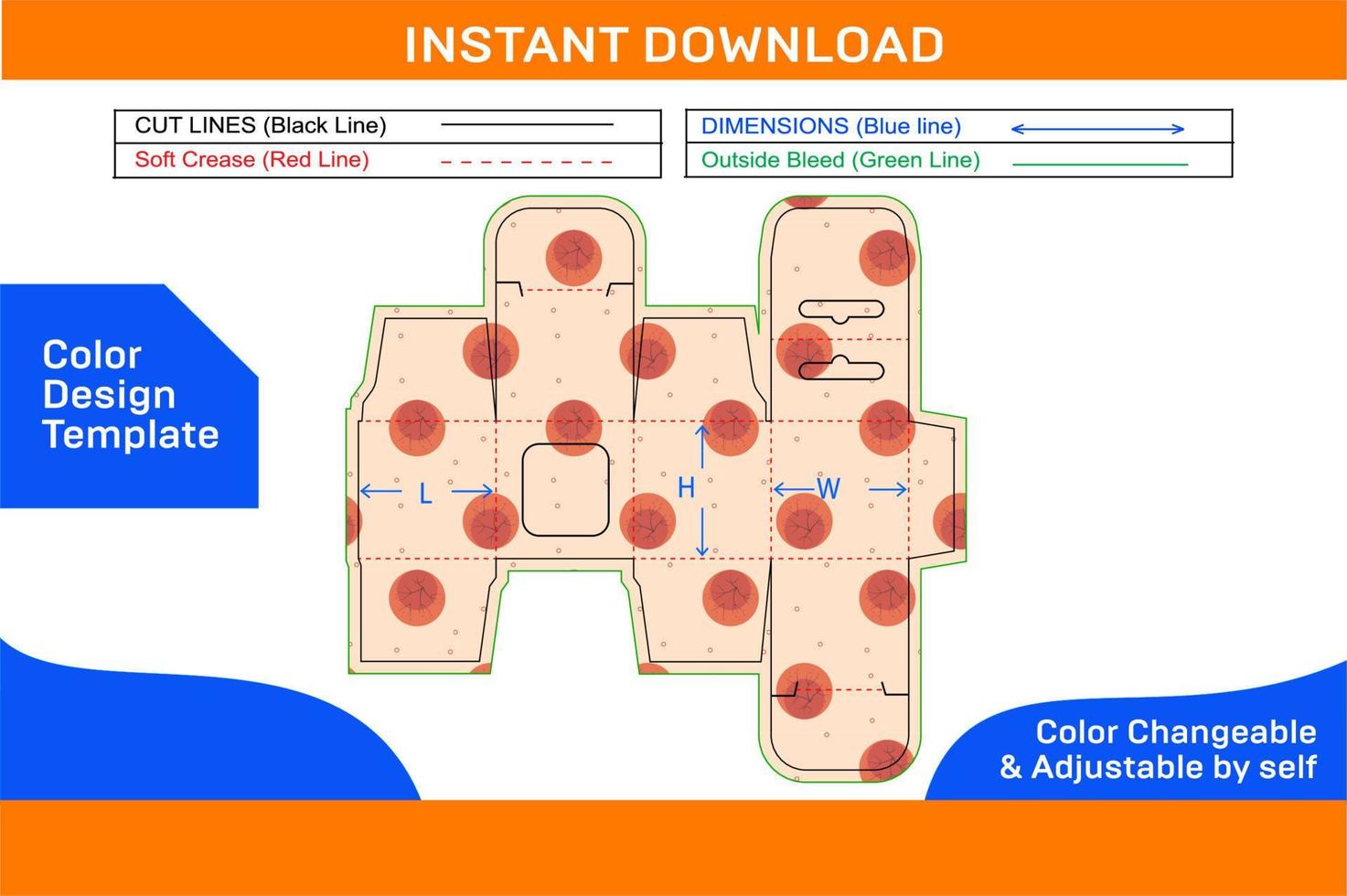Mobile charger Square snap lock box, Hanging window box dieline template design and 3D box vector