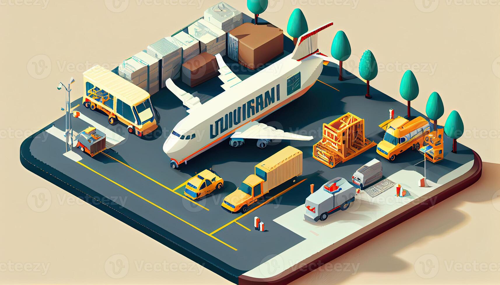 Isometric diorama of a logistic and transportation concept photo