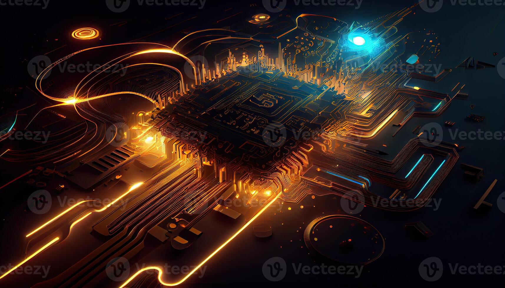 Abstract circuit cyberspace design created photo