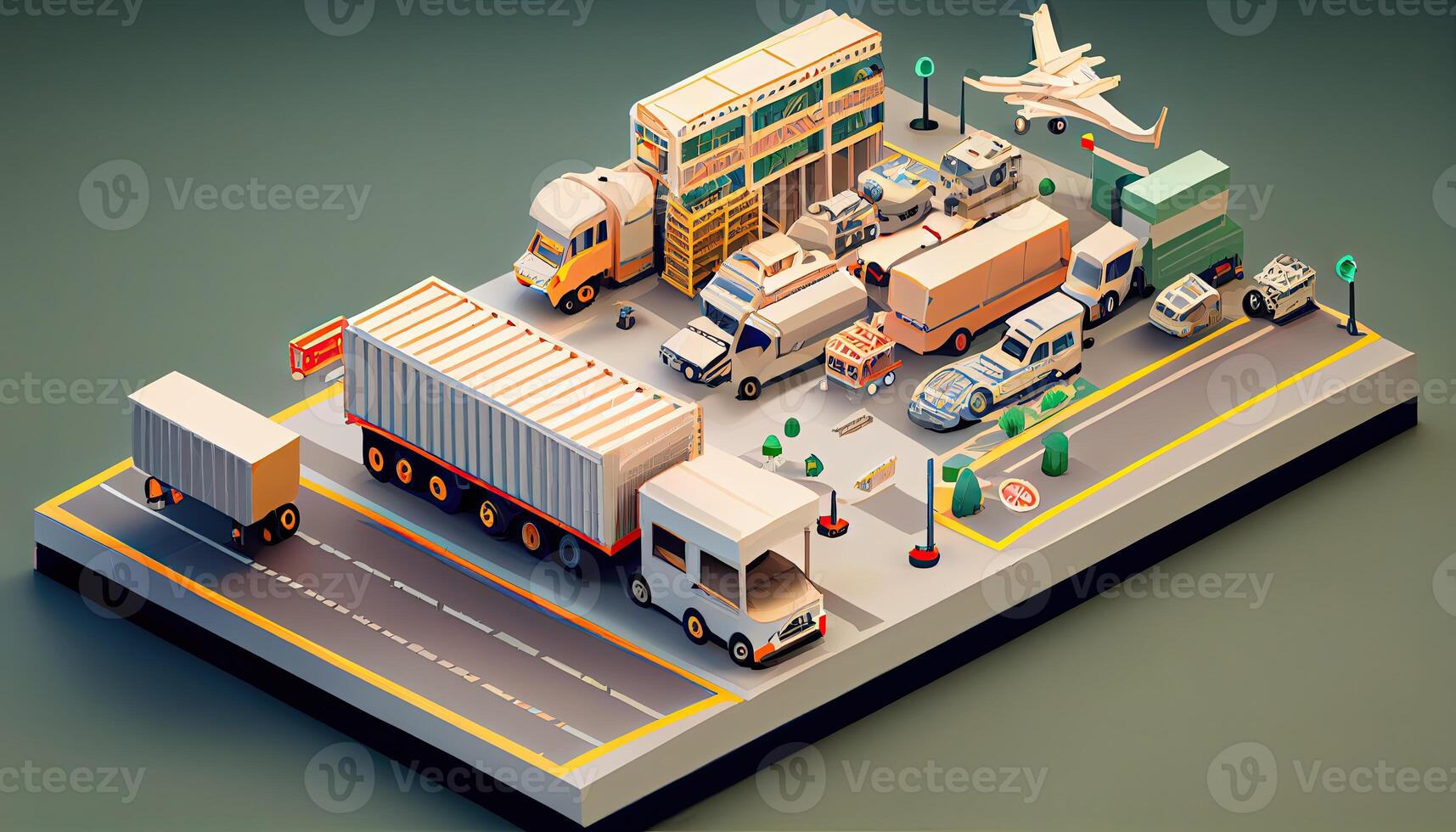 Isometric diorama of a logistic and transportation concept photo