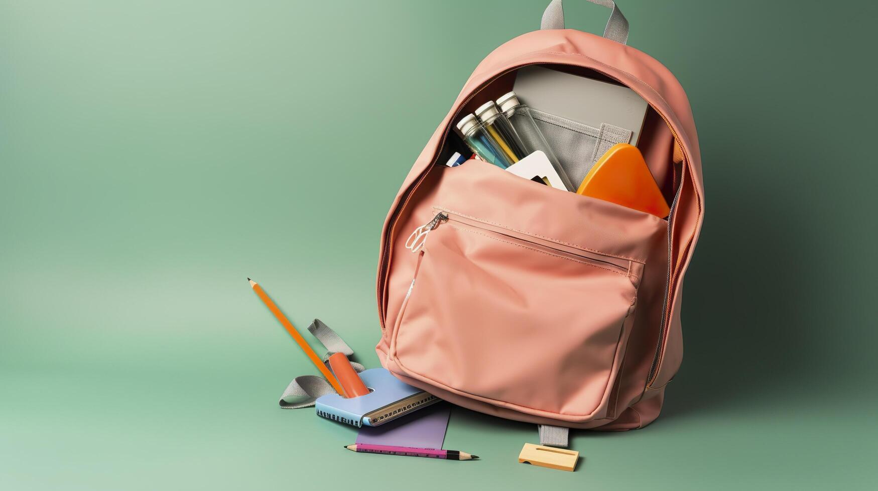 Free photo opened backpack with school supplies, generat ai 22726654