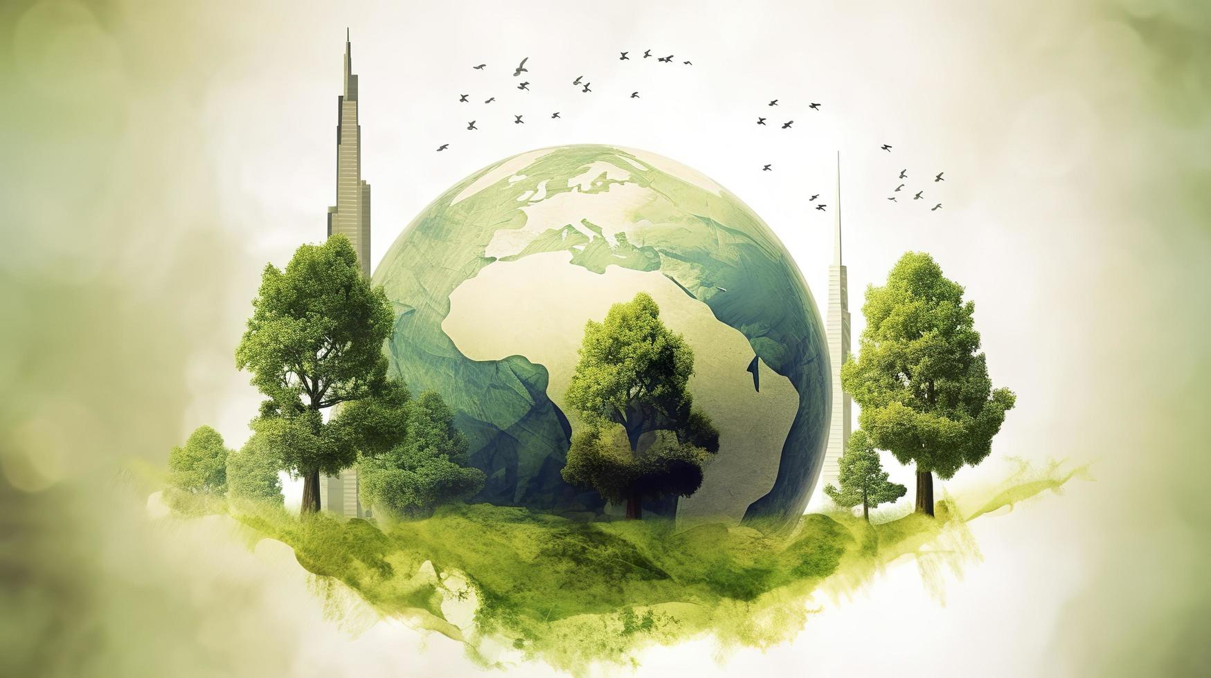 Photo illustration of environmentally friendly and ecology concept, generat ai