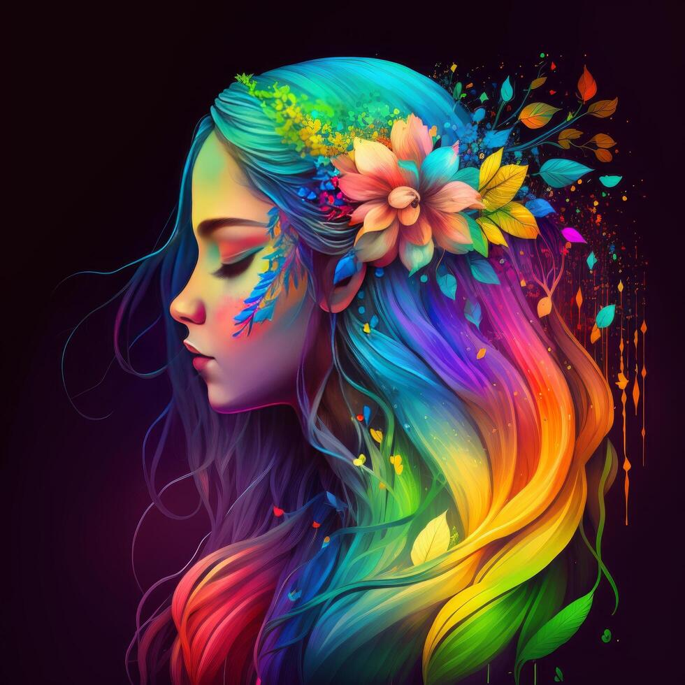 Side Face Of A Beautiful Girl Beautiful Long Colorful Hair Picture side-face-of-a-beautiful-girl-beautiful-long-colorful-hair-picture