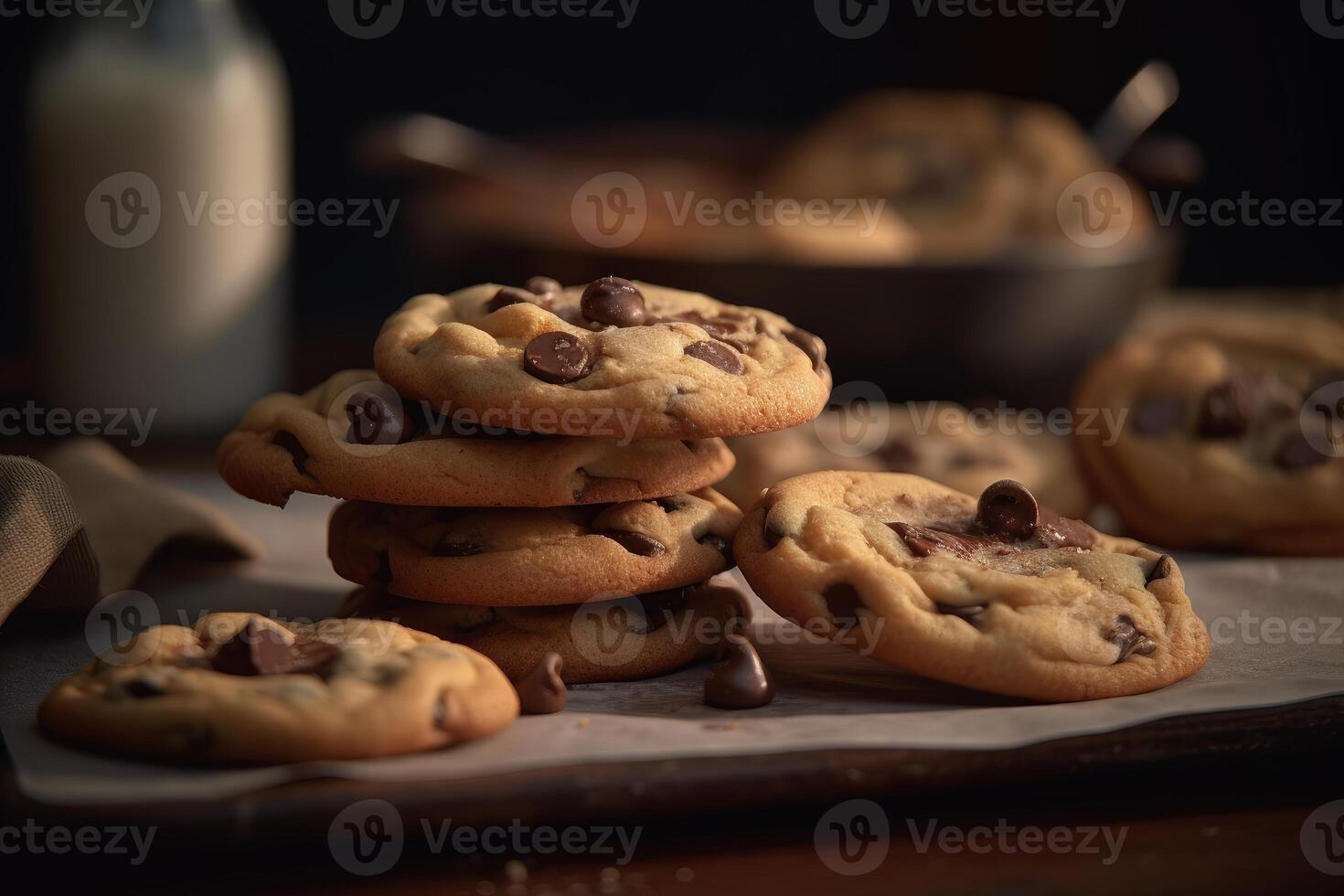 imagen de suave matices de el chocolate chip galletas generativo ai foto