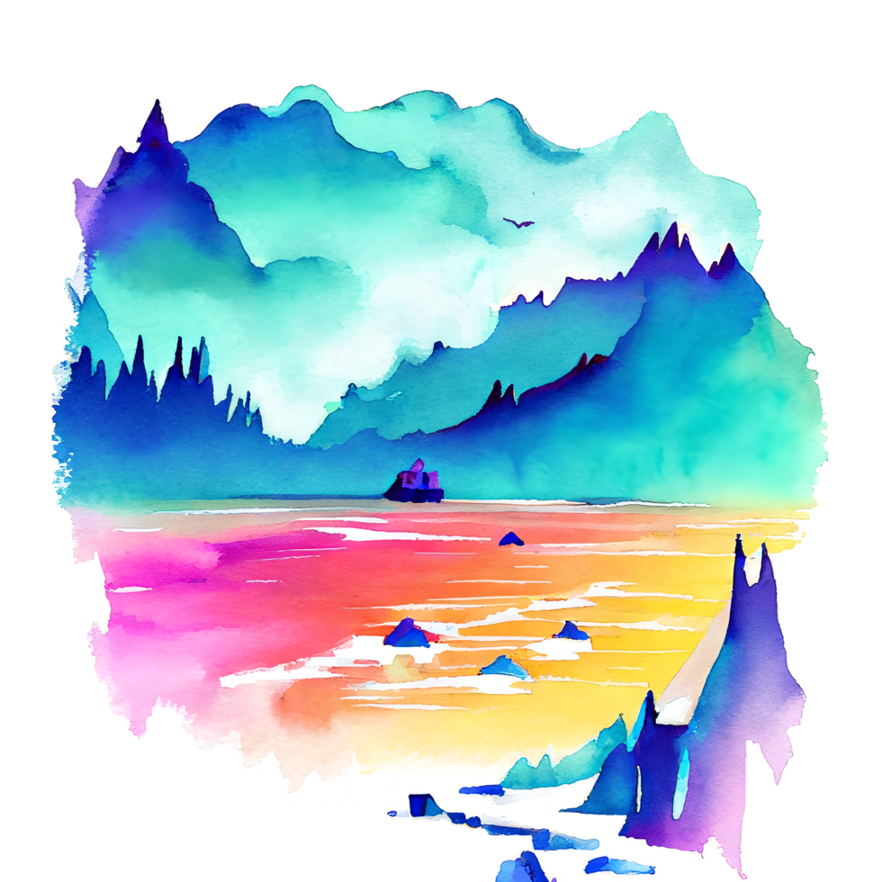 mountain landscape watercolor png