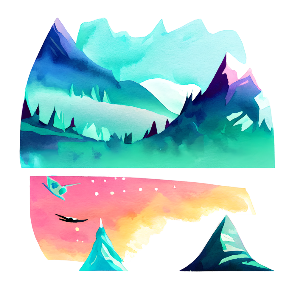 mountain landscape watercolor png