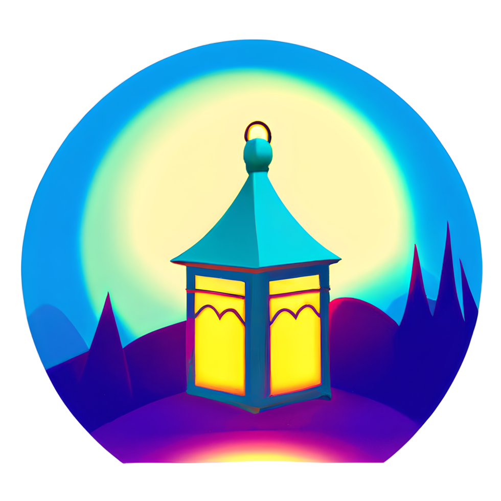 islamic lantern gradient illustration png