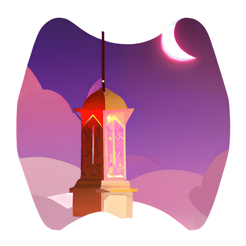 islamic lantern gradient illustration png