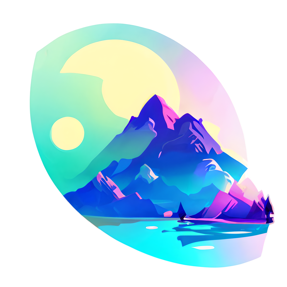 mountain landscape gradient badge png