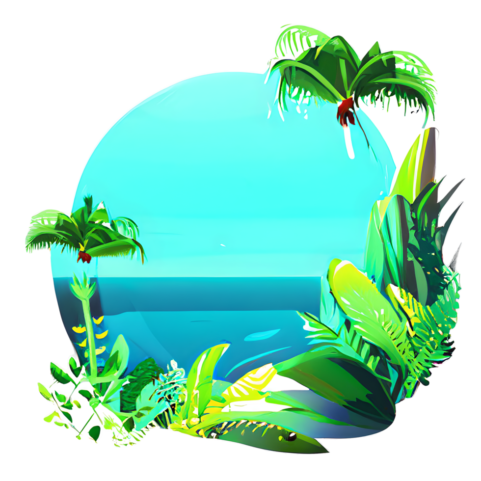 leaf tropical badge illustration png