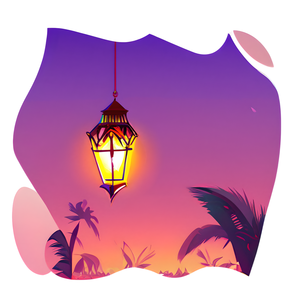 islamic lantern gradient illustration png