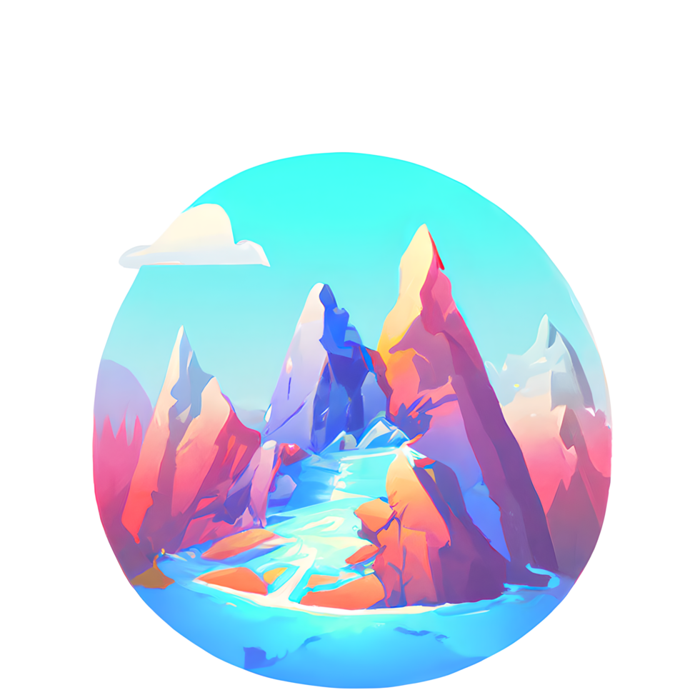 mountain landscape gradient badge png