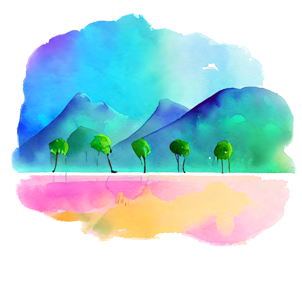 mountain landscape watercolor png