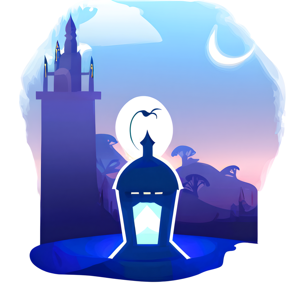 islamic lantern gradient illustration png