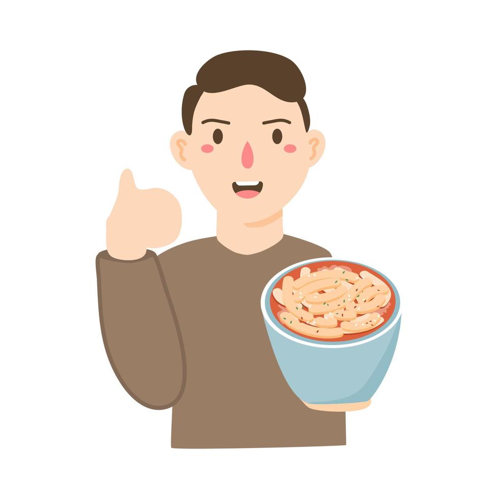 hombre de venta tteokbokki coreano comida vector