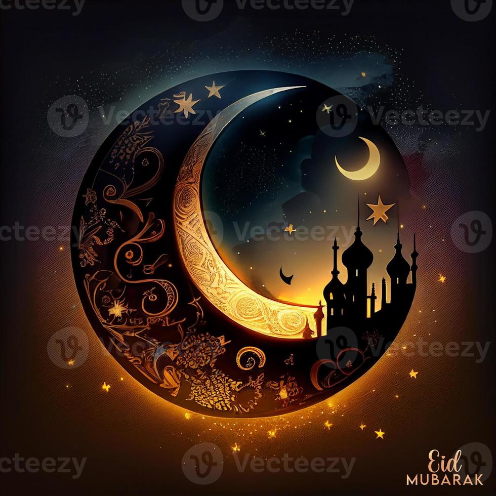 Beautiful Eid mubarak arabic islamic background and banner Design. photo