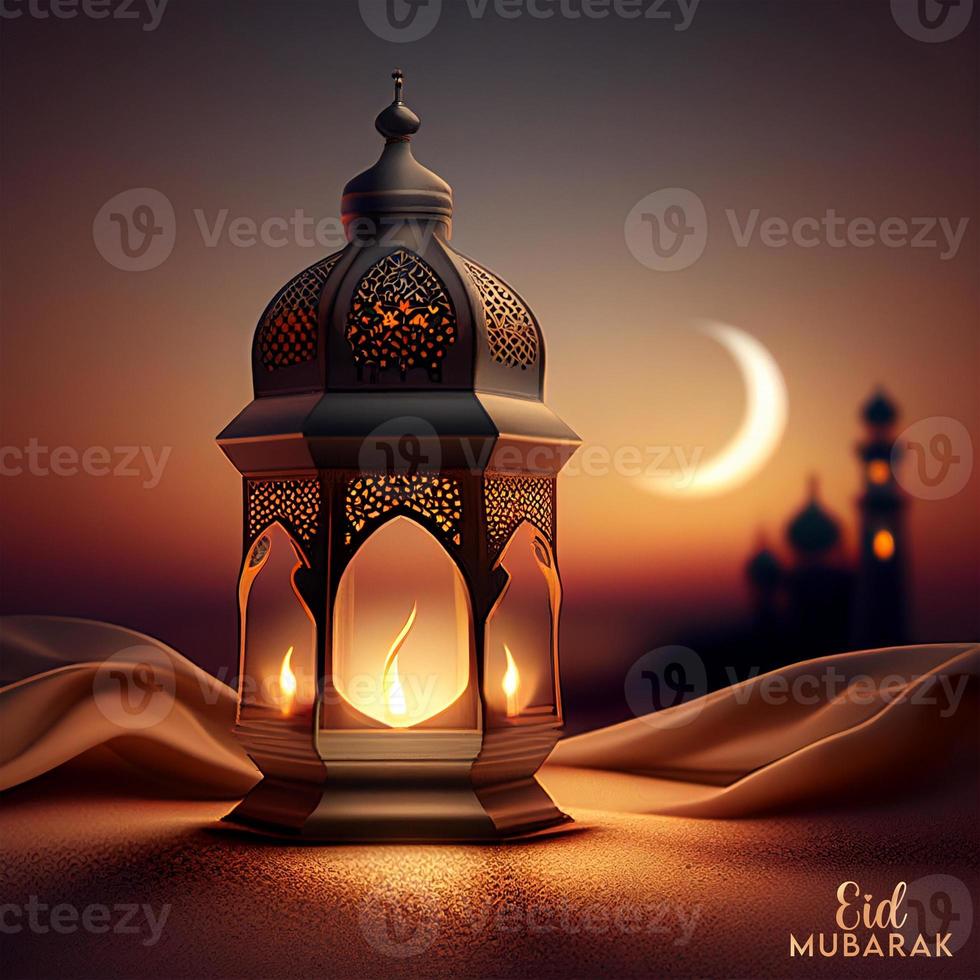 Beautiful Eid mubarak arabic islamic background and banner Design. photo