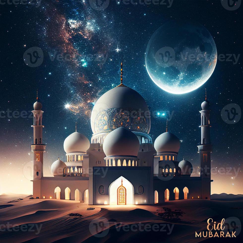 Beautiful Eid mubarak arabic islamic background and banner Design. photo