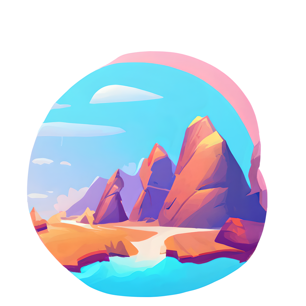 mountain landscape gradient badge png