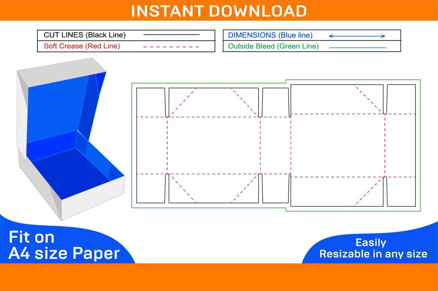 plegable 6 6 esquina embalaje caja dieline modelo y 3d hacer archivo con 3d caja dieline vector