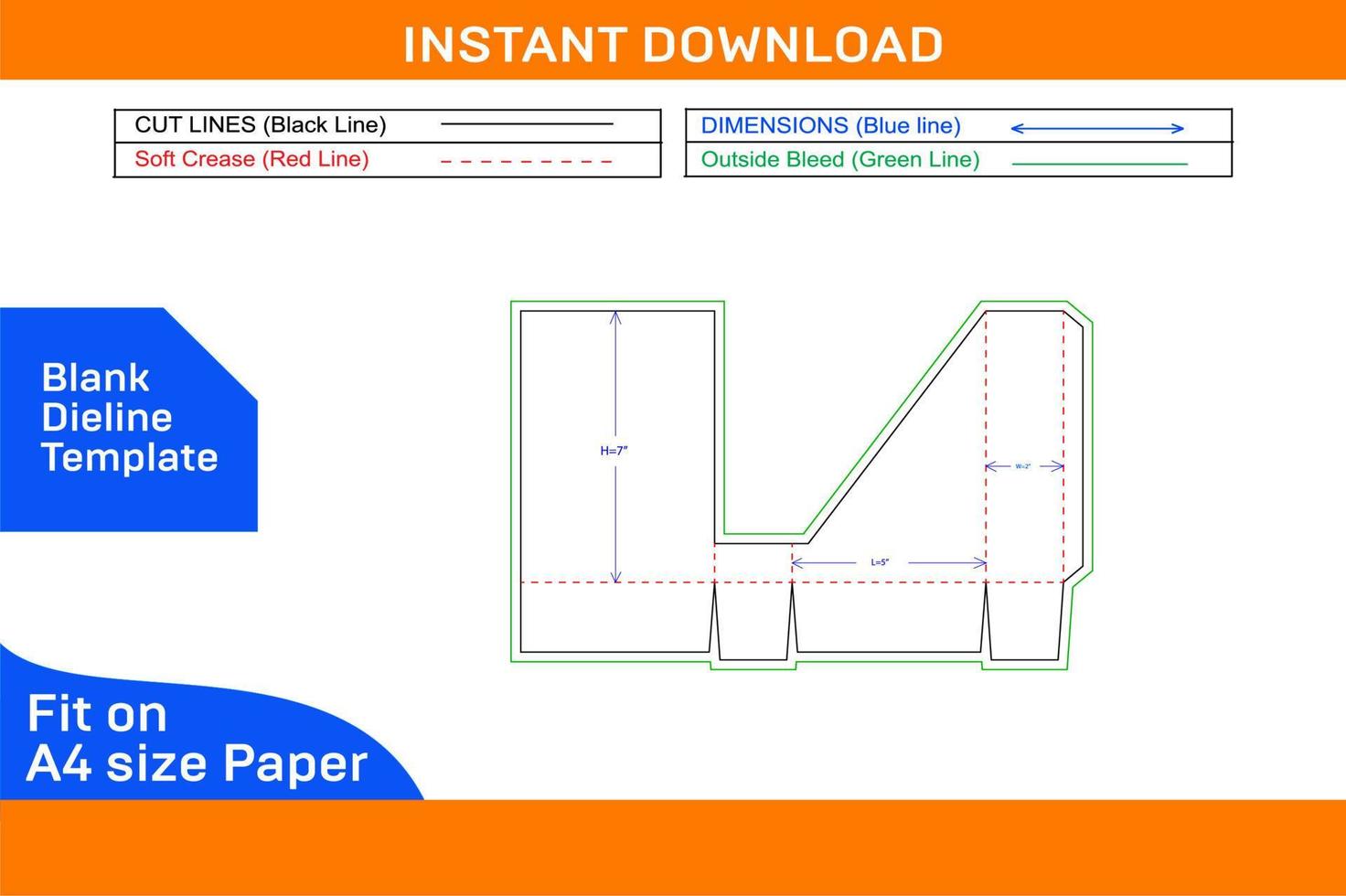 Desk file paper box, offfice file box dieline template and 3D box design Blank dieline template vector