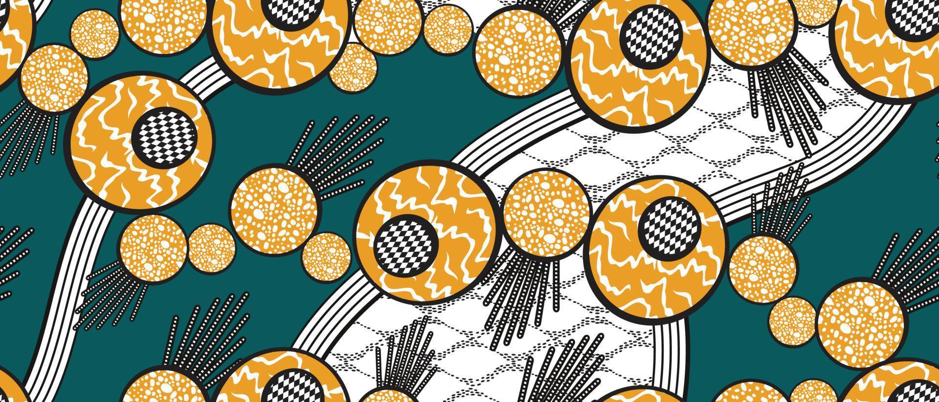 African ethnic traditional blue and pink pattern. seamless beautiful Kitenge, chitenge, Ankara style. fashion design in colorful. Geometric circle abstract motif. Ankara prints, African wax prints vector
