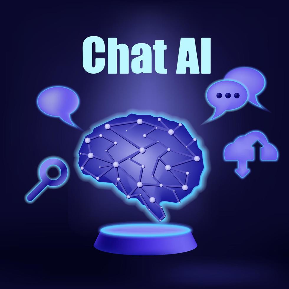 chatbot, utilizando y chateando artificial inteligencia charla larva del moscardón desarrollado por tecnología compañía. digital charla bot, robot solicitud, conversacion asistente concepto. optimizando idioma modelos para diálogo vector