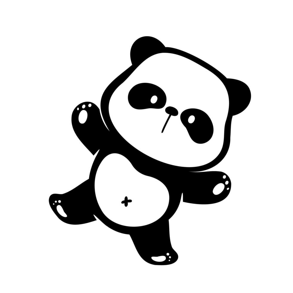 little panda silhouette making cute gestures animal cartoons for kids vector