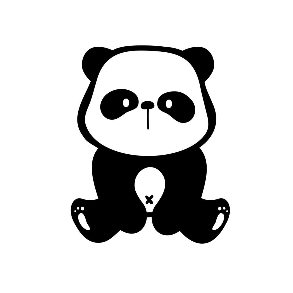 little panda silhouette making cute gestures animal cartoons for kids vector