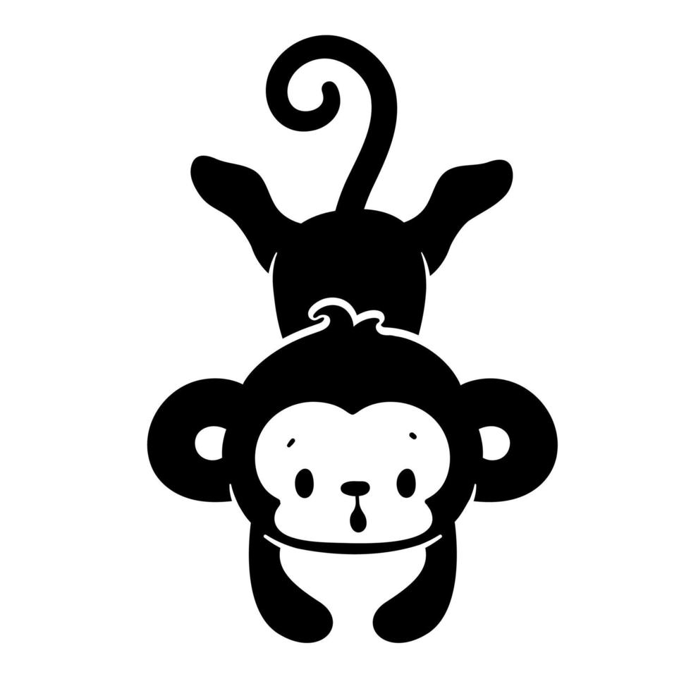 silhouette of a naughty little monkey cute animal cartoons for kids vector