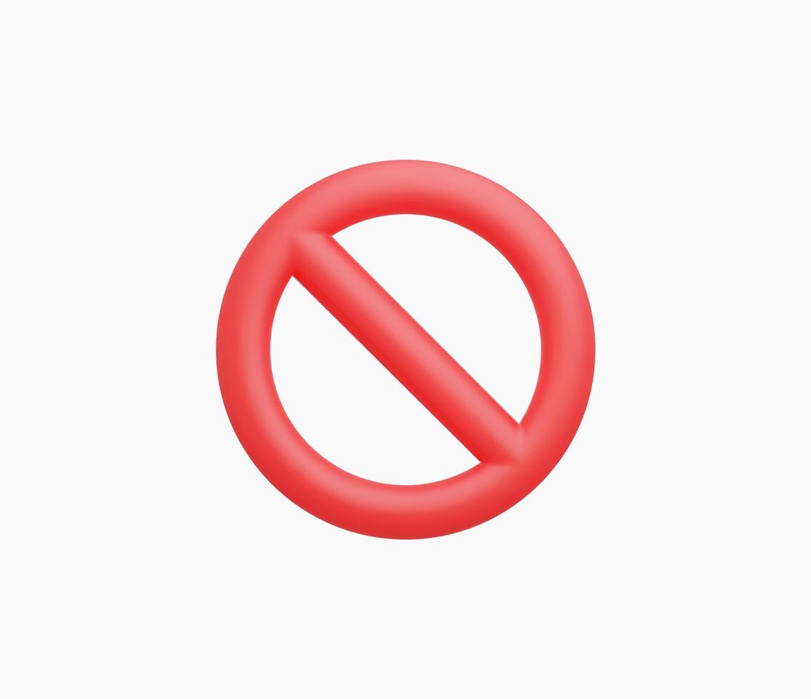 3d Realistic Red prohibited sign vector illustration.