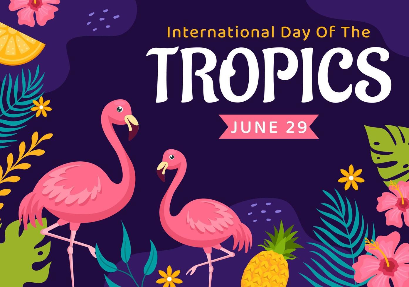 internacional día de el trópico vector ilustración en 29 junio con animal, césped y flor plantas a preservar en plano dibujos animados mano dibujado plantillas