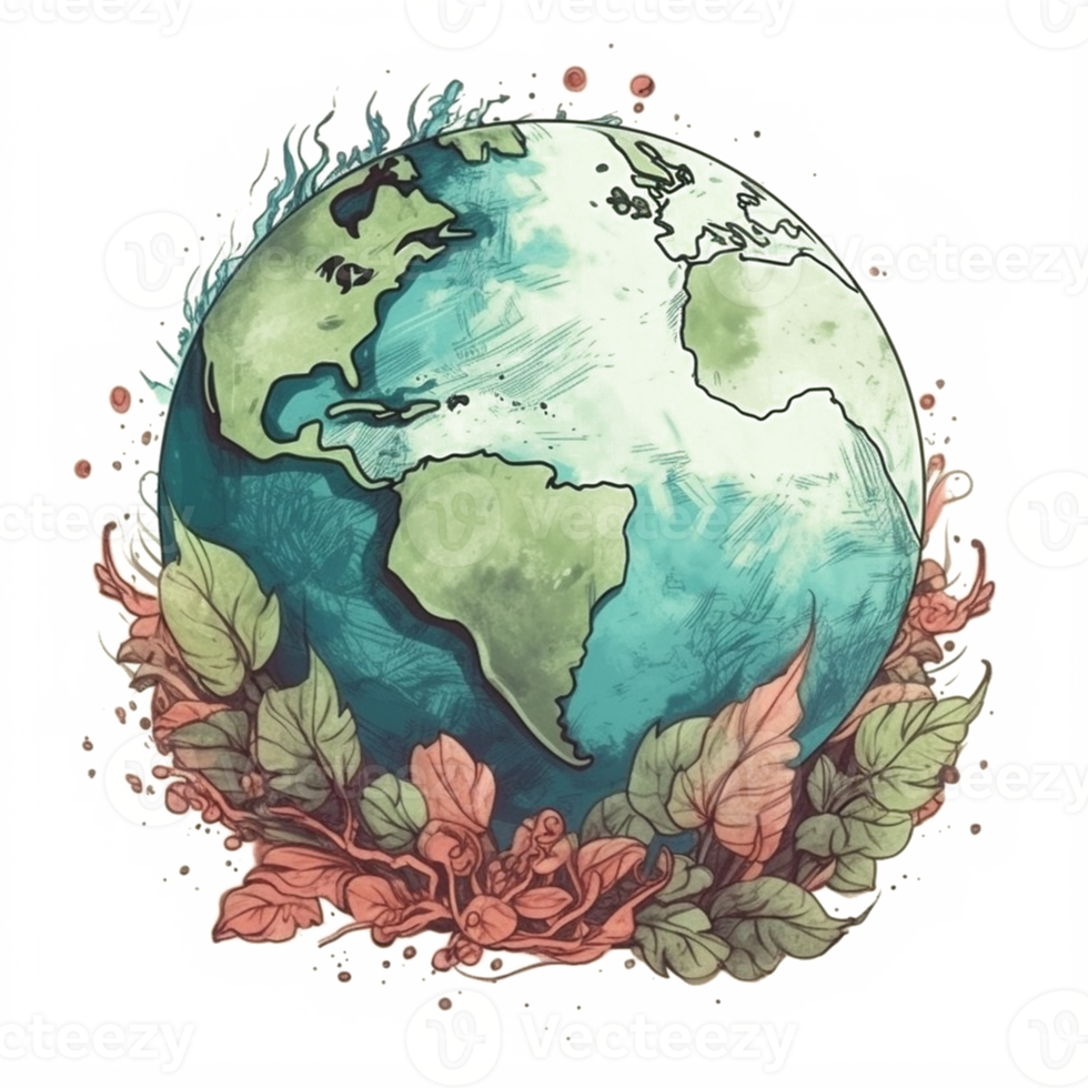 watercolor painting about Earth Day png