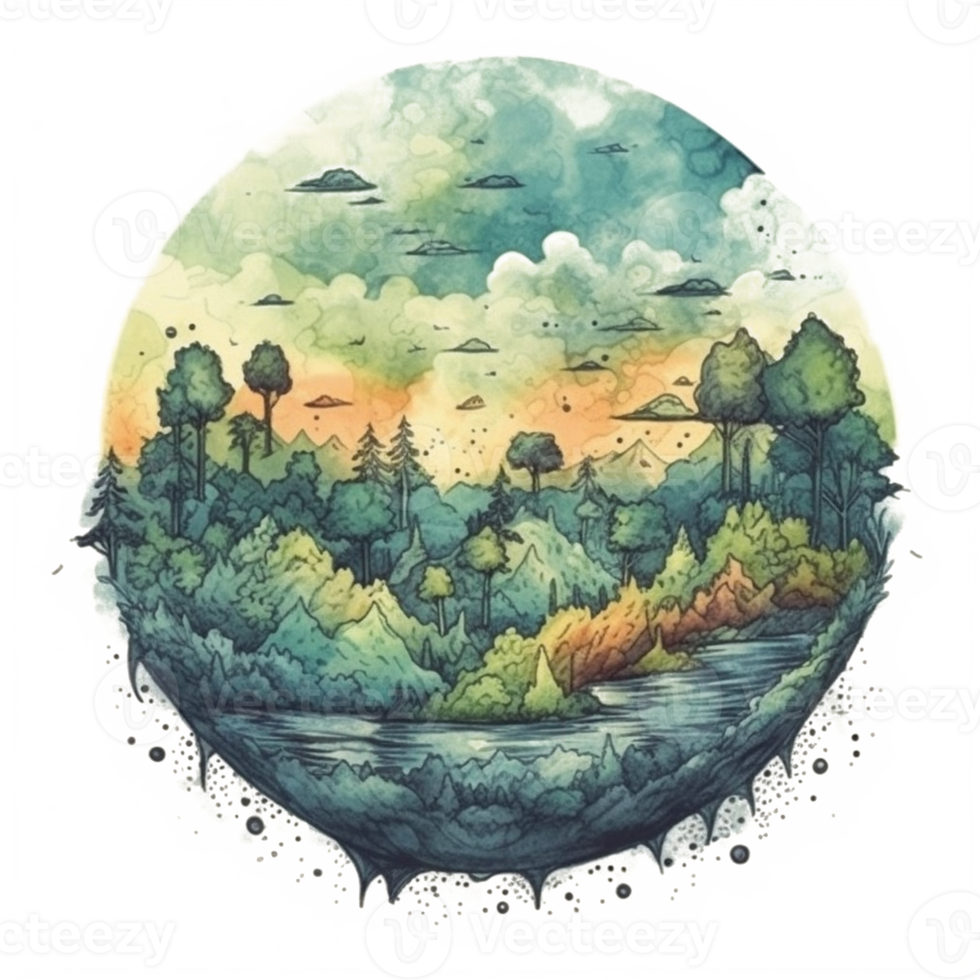 watercolor painting about Earth Day png