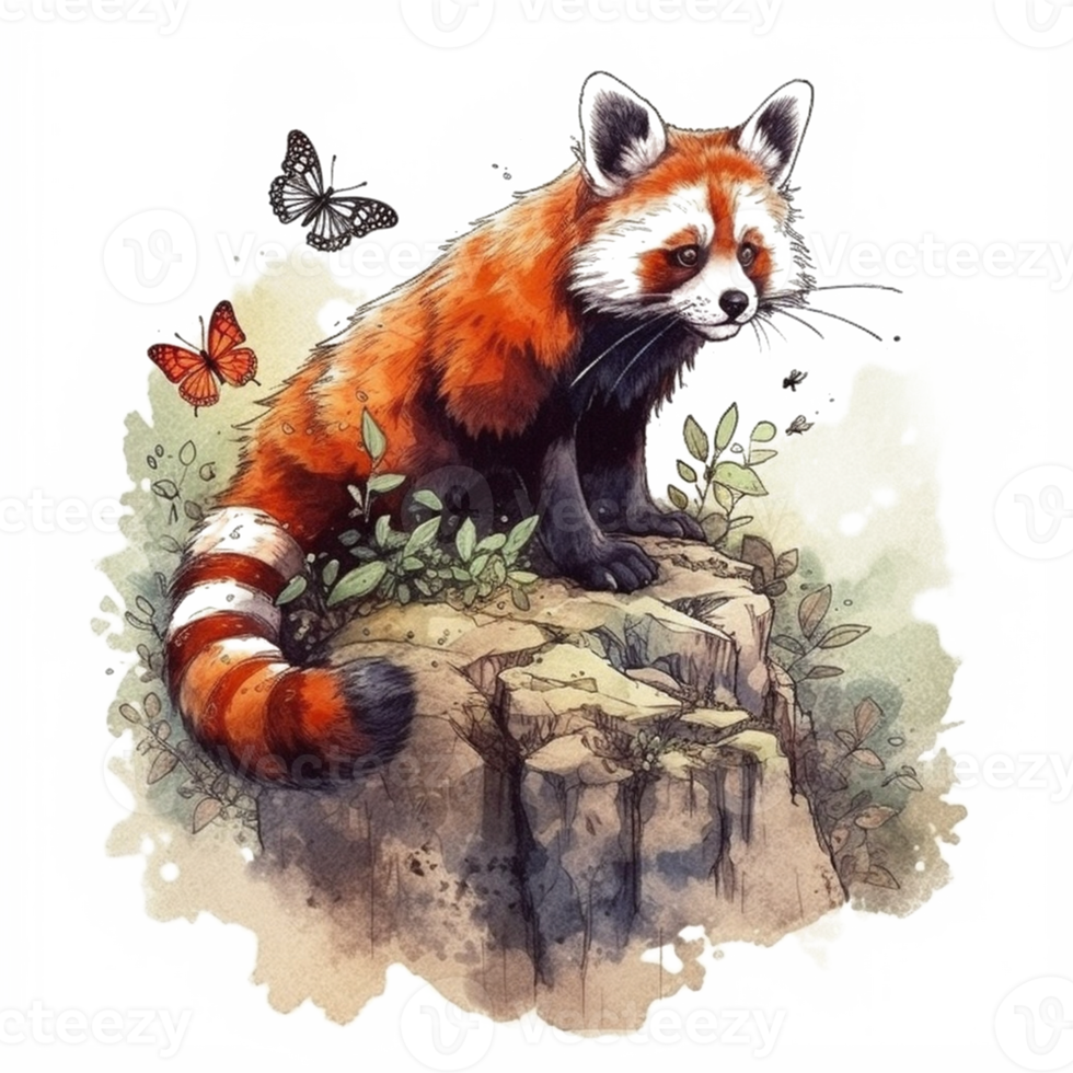 acquerello pittura di un' rosso panda png