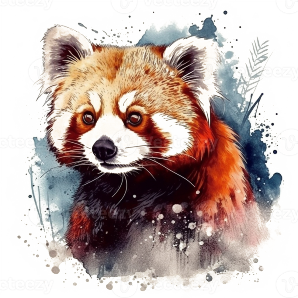 Watercolor painting of a red panda png