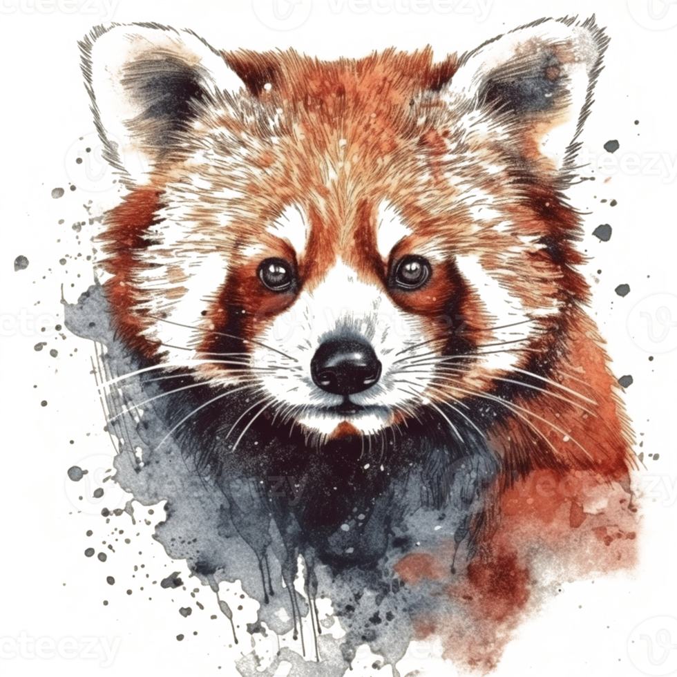 Watercolor painting of a red panda png