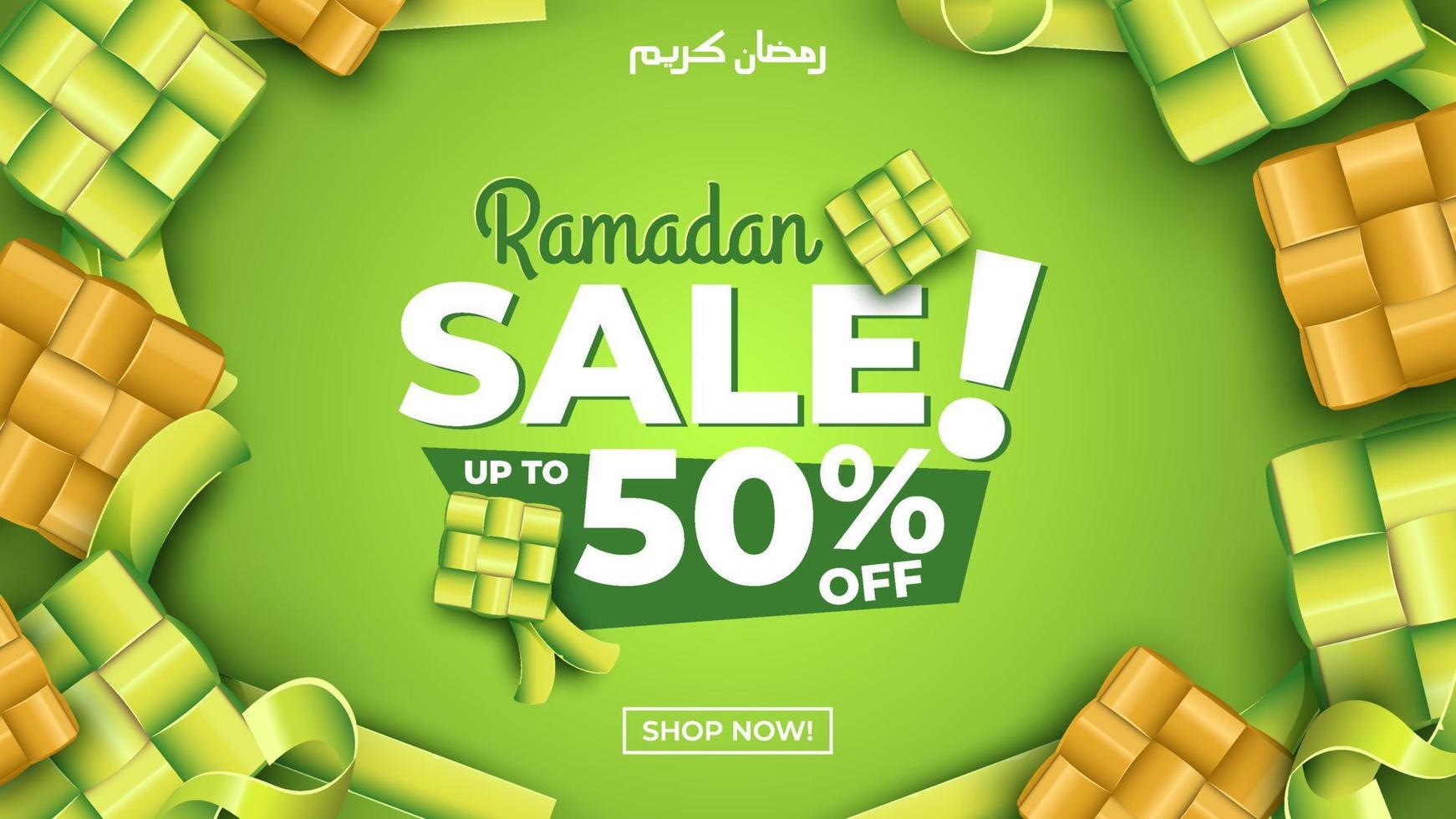 Ramadan Sale with Ketupats Background vector